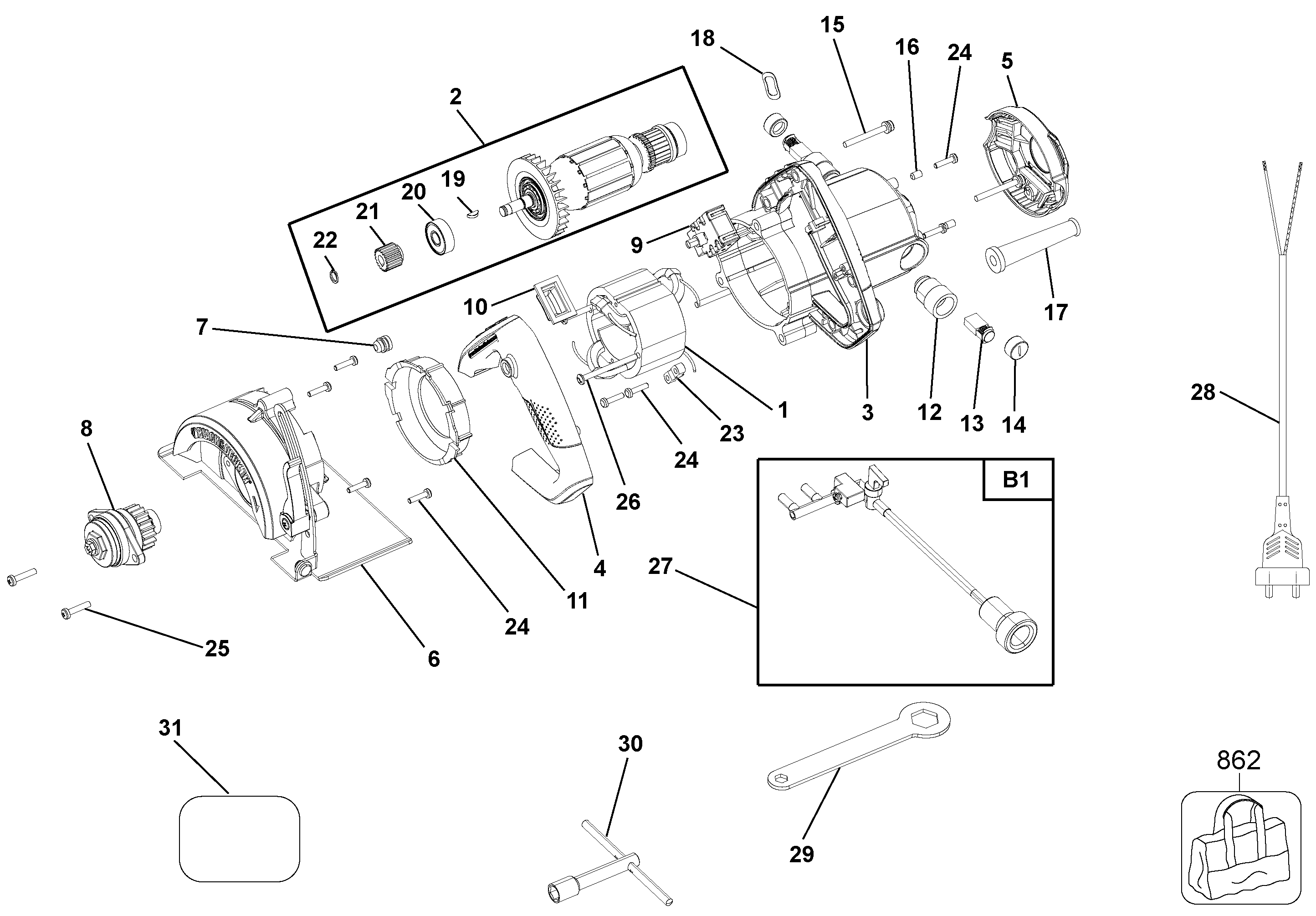 Page A Diagram and Parts List for TC1100-B2 1 Black and Decker Hammer Drill
